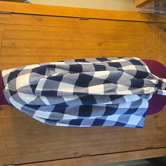 062 J. Crew Navy and White Hilo Long Sleeved Flannel Striped Shirt - Picture 4 of 9